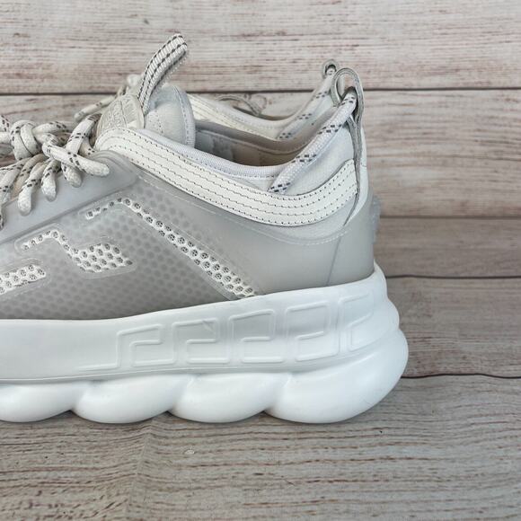 Versace Chain Reaction Mens Sneakers Sz 40 (US 7) White Mesh Rubber Suede - Picture 15 of 16